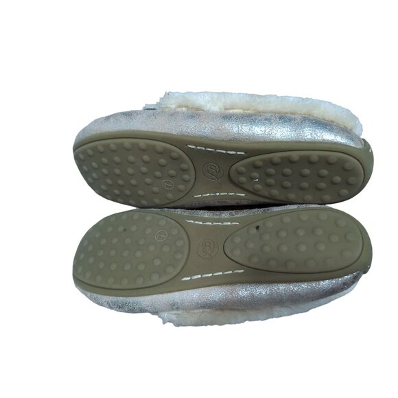 Lucky Brand‎ Moccasin Slippers Womens 7 Gold Slip On Faux Fur Lined Aleya - Picture 6 of 9